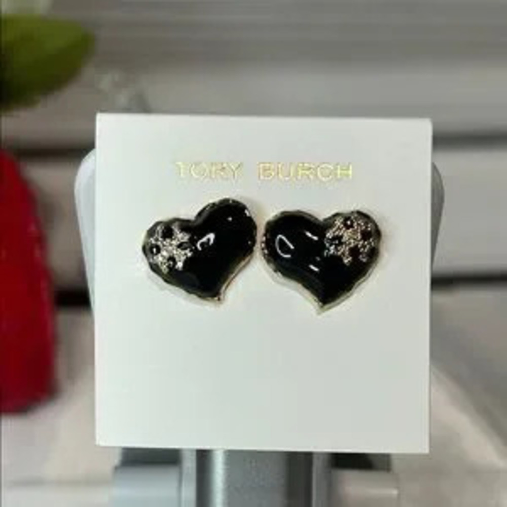 Brand New Tory Burch black and gold studs
